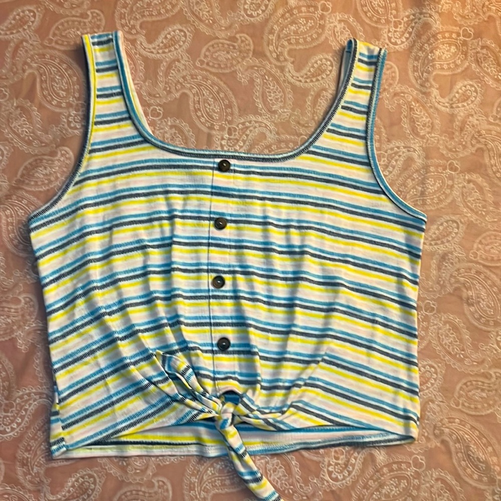 Cropped Tank; Buttoned Down, Front Tie